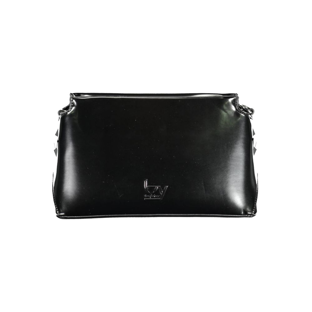 Crossbody Convertible Handbag by BYBLOS for women in polyethylene faux patent leather black & print features a exquisite silhouette with a secure zipper, ample document-holder & internal-pockets, and versatile crossbody-strap & adjustable-strap for a exquisite look.