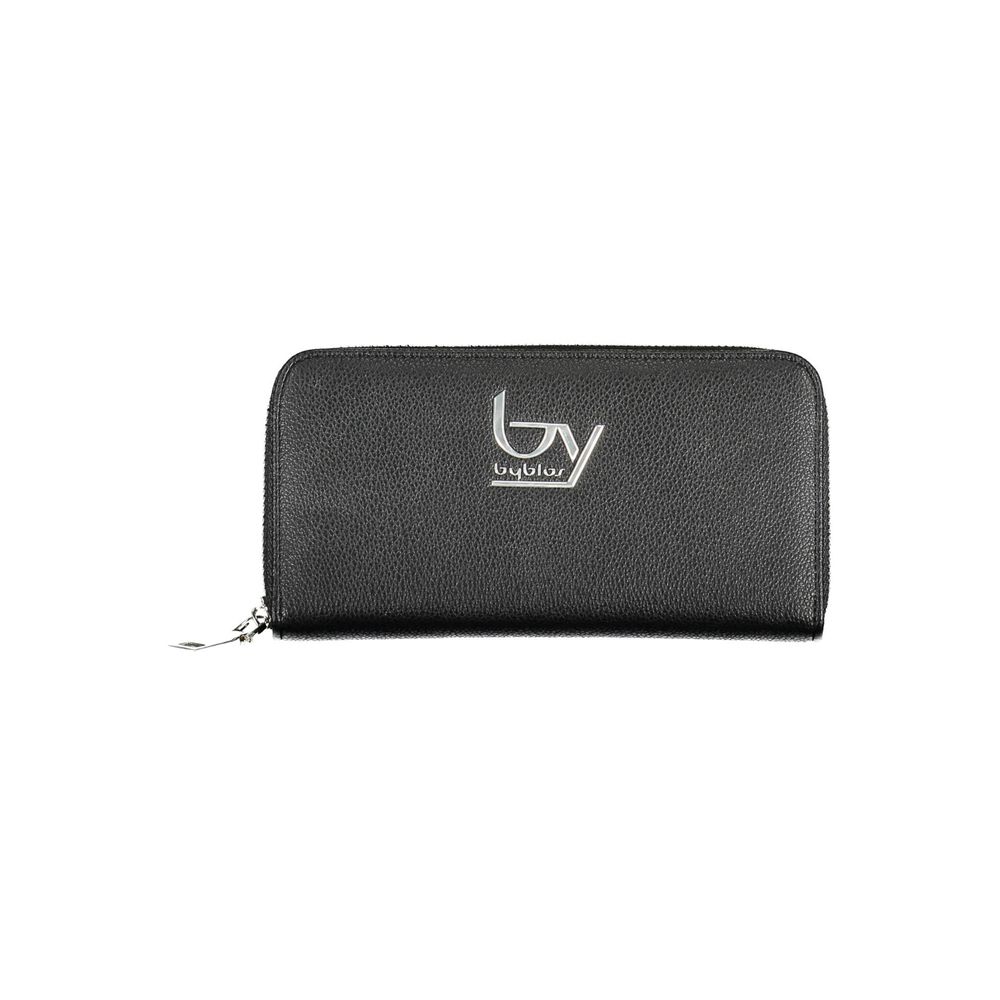Cardholder Wallet by BYBLOS for women in faux grained leather black showcases a refined silhouette, artfully detailed with the signature style of the Faux Grained Leather Cardholder Wallet and functional card-organization coin-purse.