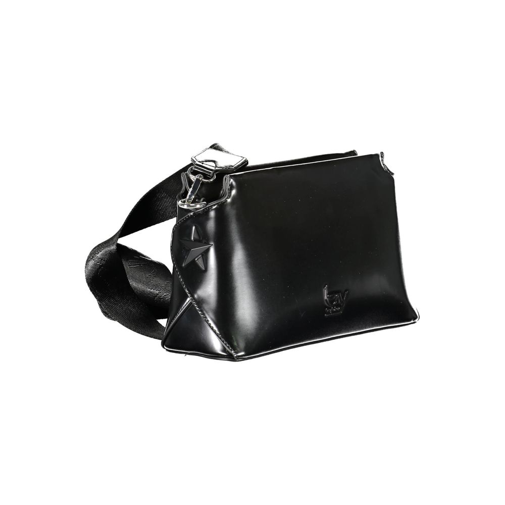 Crossbody Convertible Handbag by BYBLOS for women in polyethylene faux patent leather black & print features a polished silhouette with a secure zipper, ample document-holder & internal-pockets, and polished crossbody-strap & adjustable-strap for a sophisticated look.