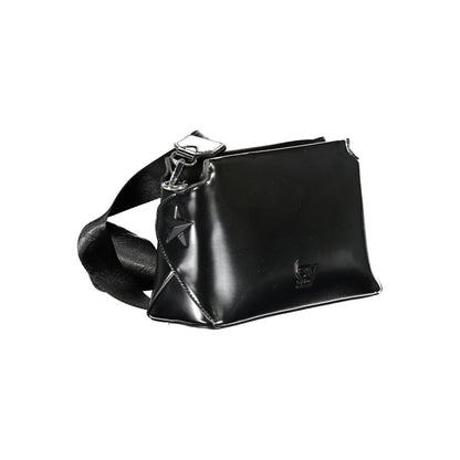 Crossbody Convertible Handbag by BYBLOS for women in polyethylene faux patent leather black & print features a polished silhouette with a secure zipper, ample document-holder & internal-pockets, and polished crossbody-strap & adjustable-strap for a sophisticated look.