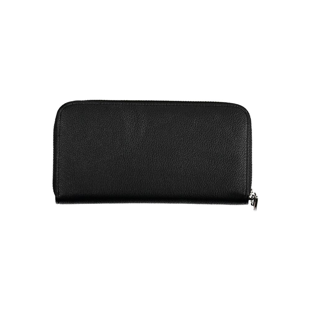 Cardholder Wallet by BYBLOS for women in faux grained leather black showcases a refined silhouette, artfully capturing the essence of the refined Faux Grained Leather Cardholder Wallet design with functional card-organization coin-purse.