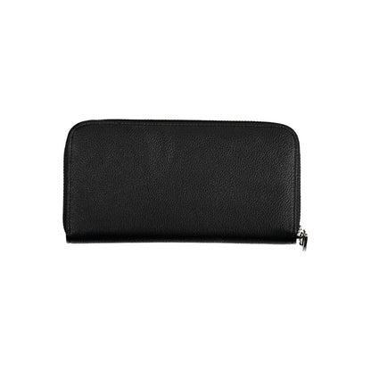 Cardholder Wallet by BYBLOS for women in faux grained leather black showcases a refined silhouette, artfully capturing the essence of the refined Faux Grained Leather Cardholder Wallet design with functional card-organization coin-purse.