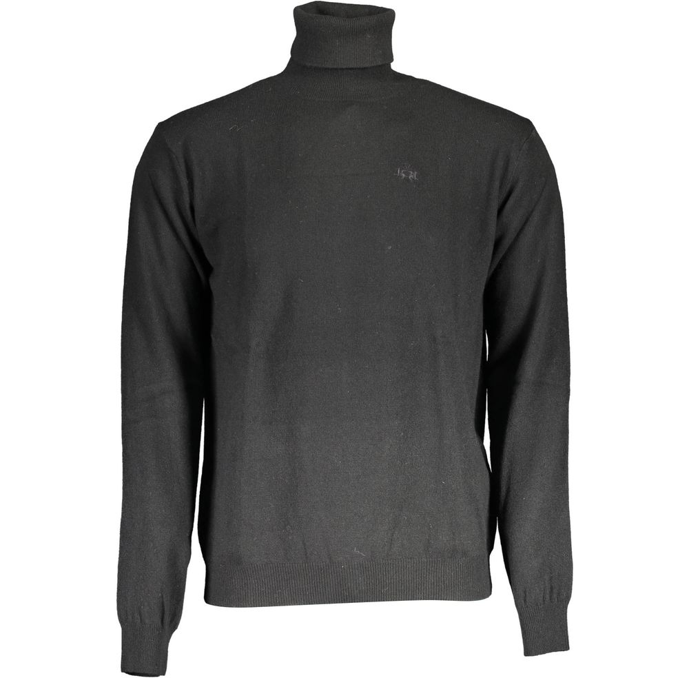Sweater by La Martina for men in wool black features an polished silhouette, showcasing refined long-sleeve and a sophisticated turtle neckline for a truly polished finish.
