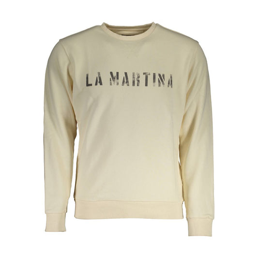 Activewear Sweatshirt by La Martina for men in cashmere lana wool blend gray & white presents a dynamic silhouette, featuring a dynamic round neckline and detailed with functional .