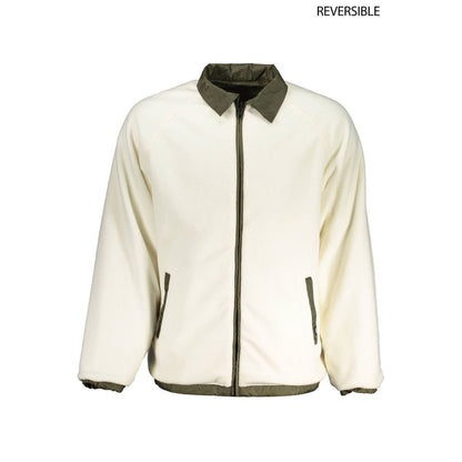 Jacket by Vans for men in nylon green & white features an utilitarian silhouette with a refined , showcasing sophisticated water-resistant & pockets for an utilitarian aesthetic.