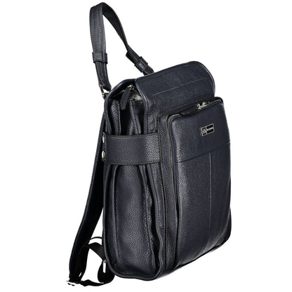 Backpack by La Martina for women in faux grained leather blue features a stately Faux Grained Leather Backpack design, showcasing a secure zipper, ample external-pockets, internal-pockets & laptop-compartment, and versatile handle, backpack-strap & adjustable-strap for a stately finish.