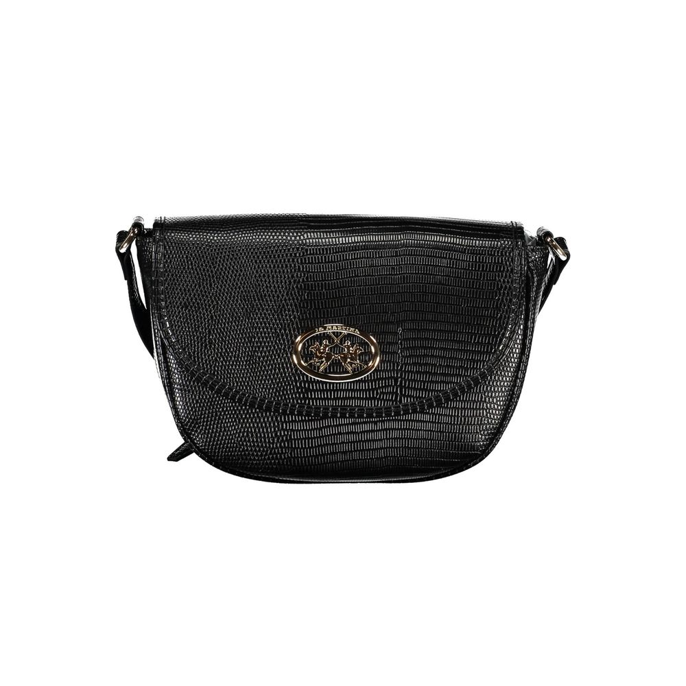 This Shoulder Handbag by La Martina for women in polyethylene and black presents a sculptural silhouette featuring a secure zipper, ample external-pockets & internal-pockets, and versatile shoulder-strap & adjustable-strap for a sculptural finish.