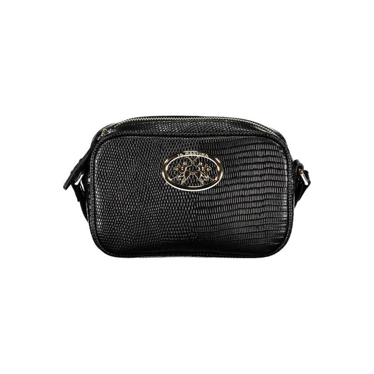 This Shoulder Handbag by La Martina for women in polyethylene and black presents a sculptural silhouette featuring a secure zipper, ample , and versatile shoulder-strap & adjustable-strap for a sculptural finish.