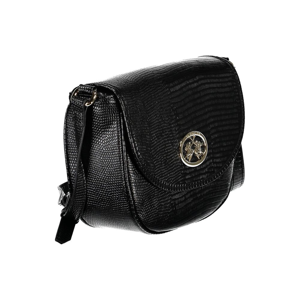 Shoulder Handbag by La Martina for women in polyethylene black features a signature silhouette, showcasing a secure zipper and signature external-pockets & internal-pockets with versatile shoulder-strap & adjustable-strap for a sophisticated look.