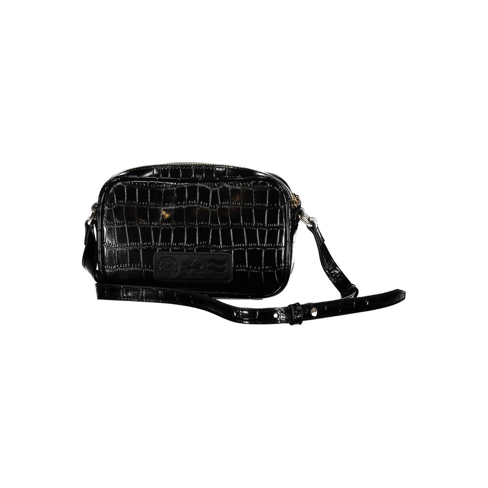 Shoulder Handbag by La Martina for women in polyethylene black features a signature silhouette, showcasing a secure zipper and signature with versatile shoulder-strap & adjustable-strap for a sophisticated look.