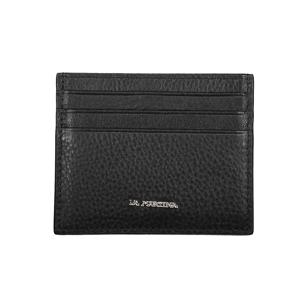 Cardholder Wallet by La Martina for men in leather black presents a refined silhouette, artfully capturing the essence of the Leather Cardholder Wallet design with sophisticated card-organization for a refined look.
