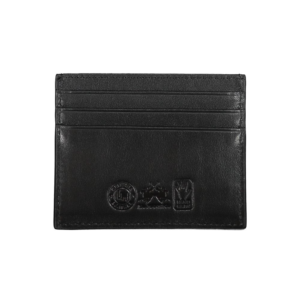 Cardholder Wallet by La Martina for men in leather black showcases a refined silhouette, artfully detailed with the signature style of the Leather Cardholder Wallet and functional card-organization.