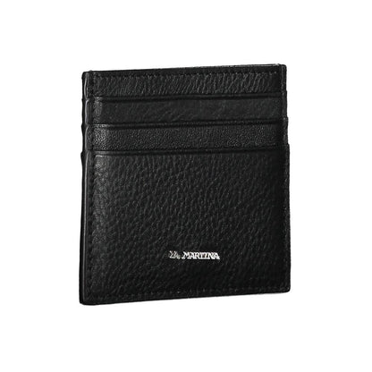 Cardholder Wallet by La Martina for men in leather black showcases a refined silhouette, artfully capturing the essence of the refined Leather Cardholder Wallet design with functional card-organization.