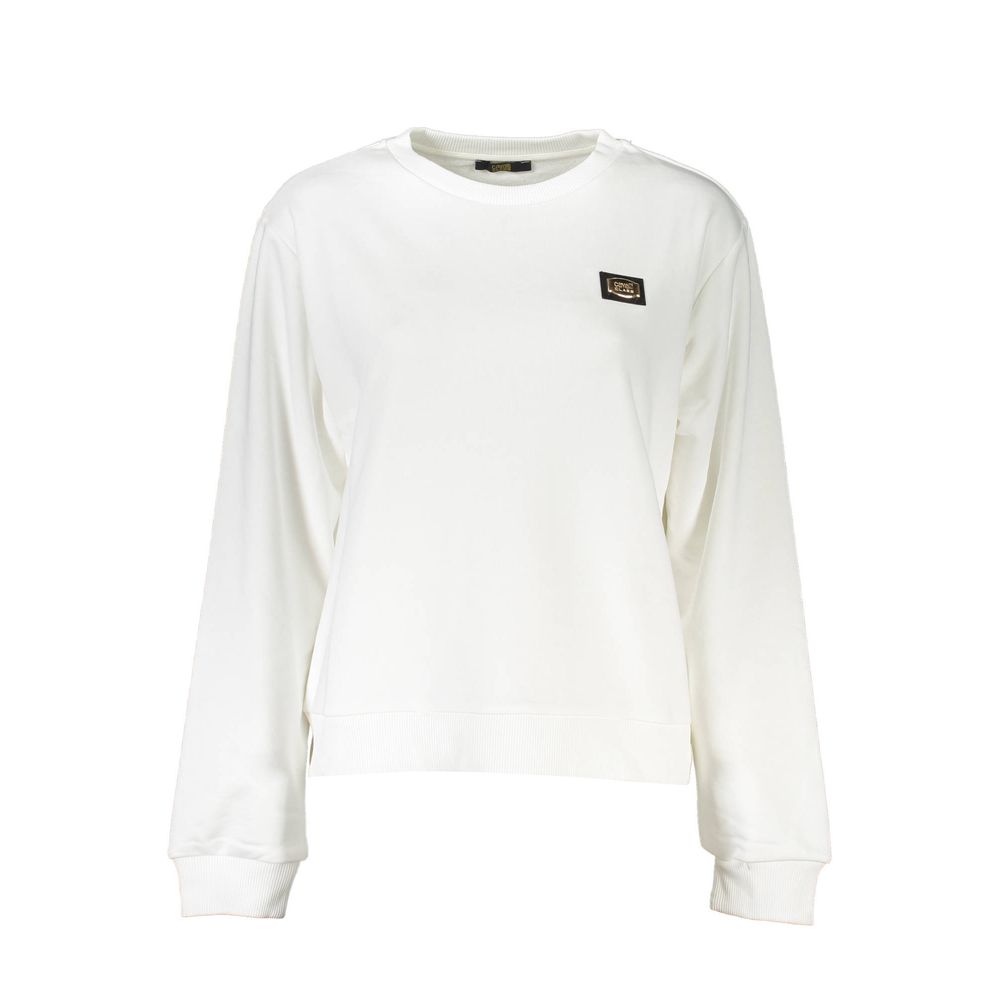 Sweatshirt Sweater by Cavalli Class for women in cotton white features an tactile silhouette, showcasing a sophisticated round neckline and tactile for a refined finish.