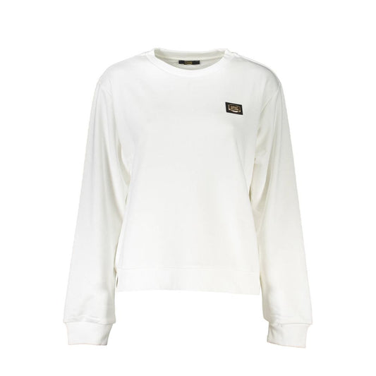 Sweatshirt Sweater by Cavalli Class for women in cotton white features an tactile silhouette, showcasing a sophisticated round neckline and tactile for a refined finish.