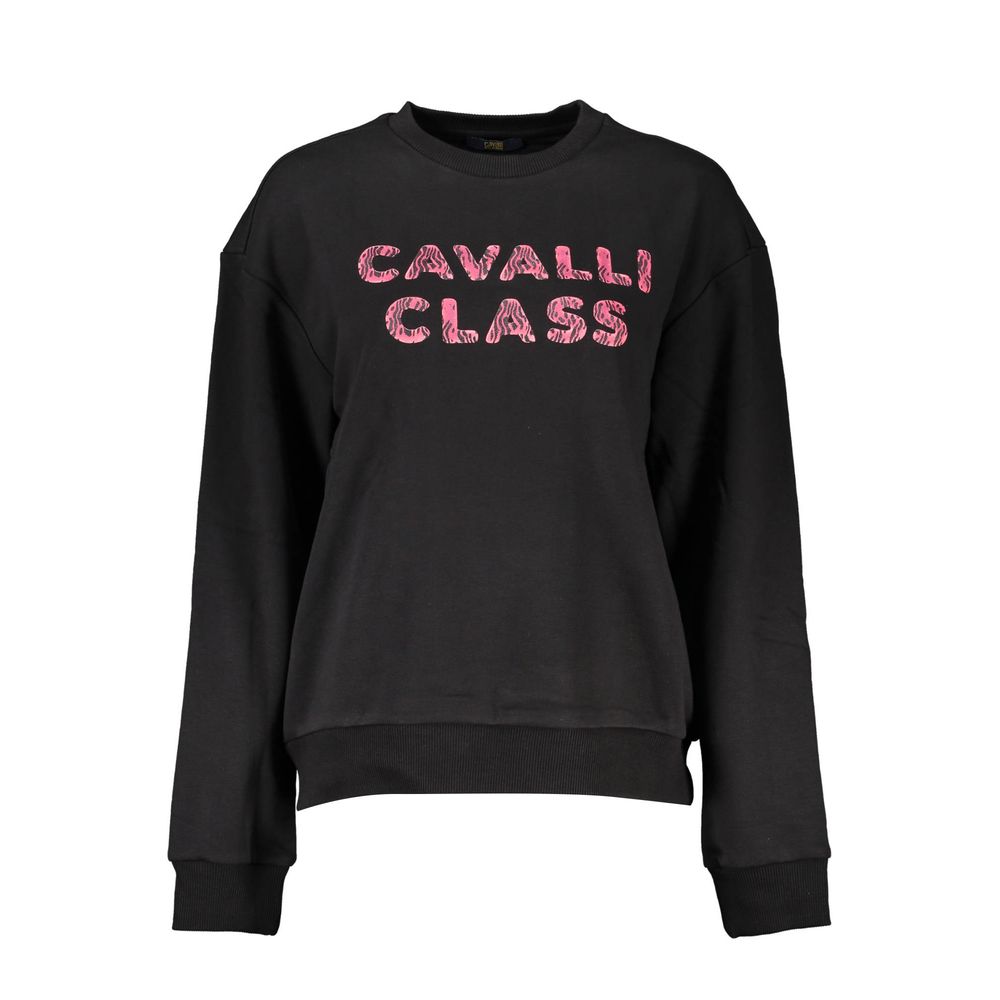 Sweatshirt Sweater by Cavalli Class for women in cotton black showcases a discreet silhouette, finished with a discreet round neckline and for a discreet look.