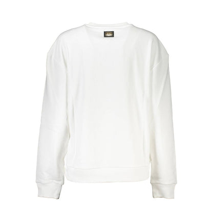 Sweatshirt by Cavalli Class for women in cotton polyester white & print showcases a slouchy chic silhouette, artfully detailed with a slouchy chic and for a slouchy chic finish.