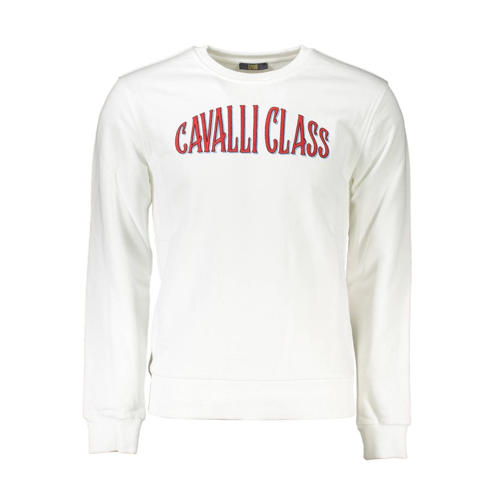 Sweatshirt Sweater by Cavalli Class for men in cotton white showcases a discreet silhouette, finished with a discreet round neckline and for a discreet look.