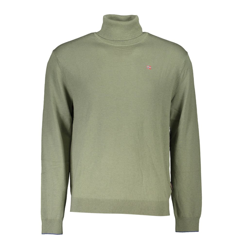 Sweater by Napapijri for men in wool green features an polished silhouette, showcasing refined long-sleeve and a sophisticated turtle neckline for a truly polished finish.