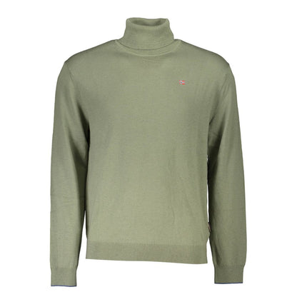 Sweater by Napapijri for men in wool green features an polished silhouette, showcasing refined long-sleeve and a sophisticated turtle neckline for a truly polished finish.