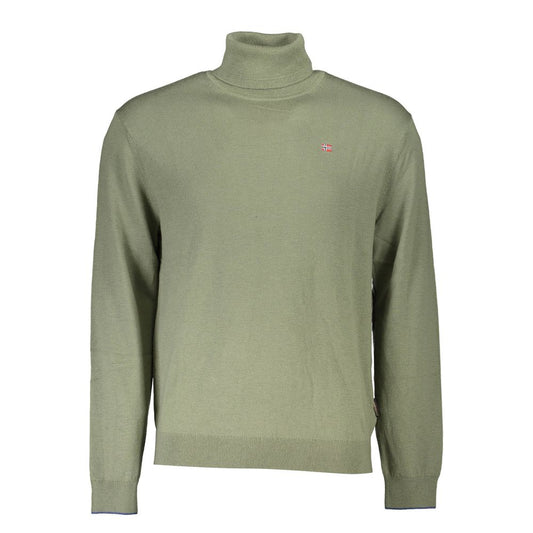 Sweater by Napapijri for men in wool green features an polished silhouette, showcasing refined long-sleeve and a sophisticated turtle neckline for a truly polished finish.