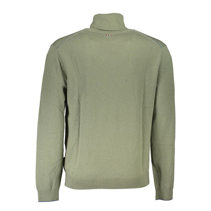 Sweater by Napapijri for men in wool green showcases a discreet silhouette, finished with a discreet and for a discreet look.
