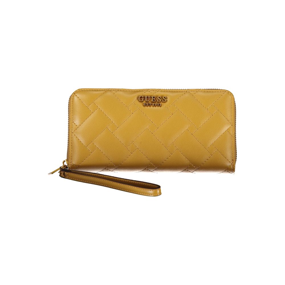 Wallet by Guess Jeans for women in polyurethane black & yellow features a streamlined silhouette, showcasing the streamlined Meridian Polyurethane Wallet design with sophisticated for a premium look.