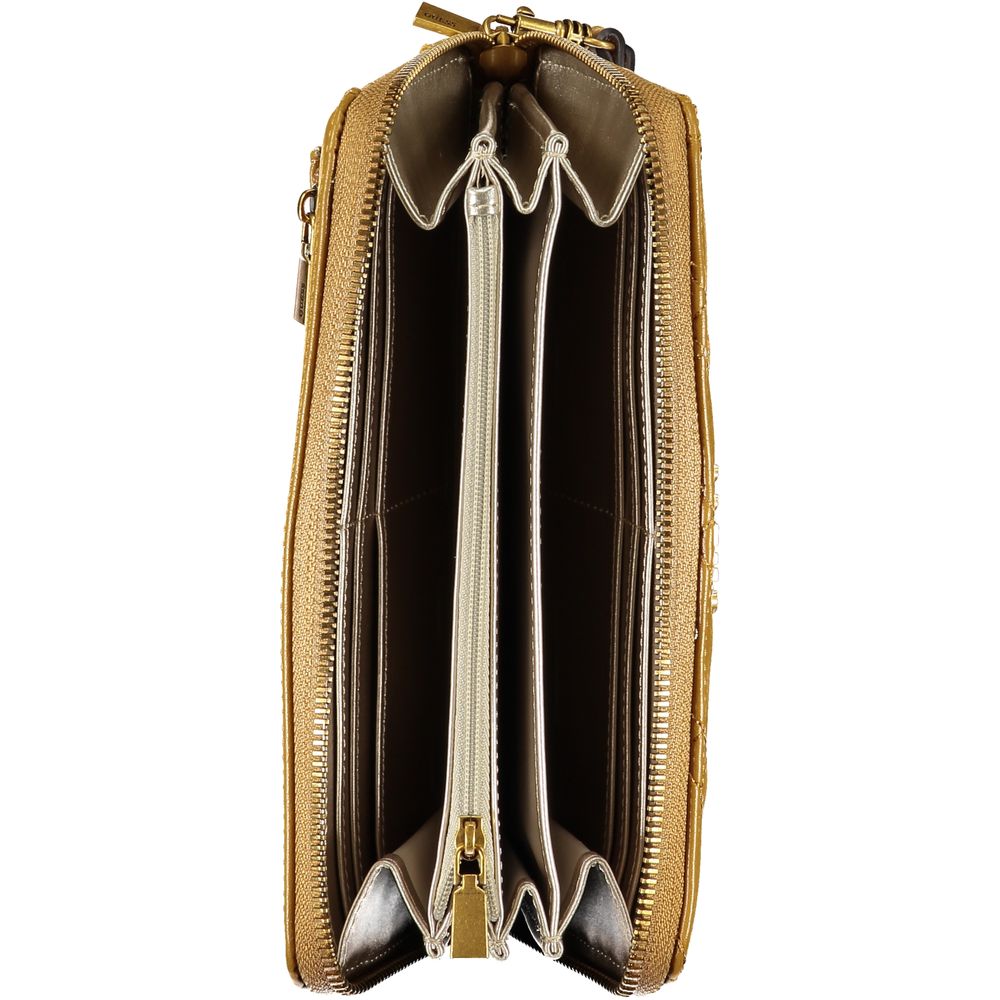 Wallet by Guess Jeans for women in polyurethane black & yellow presents a streamlined silhouette, showcasing the sophisticated design of the Meridian Polyurethane Wallet collection with functional .