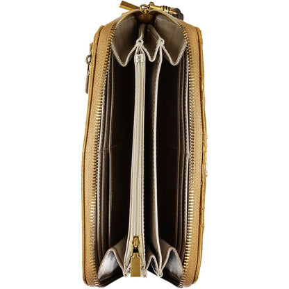Wallet by Guess Jeans for women in polyurethane black & yellow presents a streamlined silhouette, showcasing the sophisticated design of the Meridian Polyurethane Wallet collection with functional .