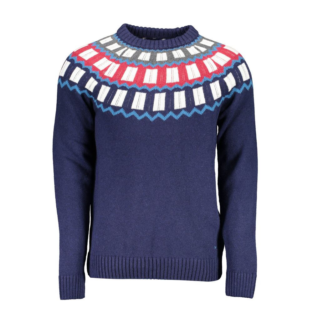 Sweater by Gant for men in wool blue showcases a downtown chic silhouette, artfully finished with a downtown chic crew neckline and for a sophisticated, high-end look.