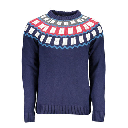 Sweater by Gant for men in wool blue showcases a downtown chic silhouette, artfully finished with a downtown chic crew neckline and for a sophisticated, high-end look.