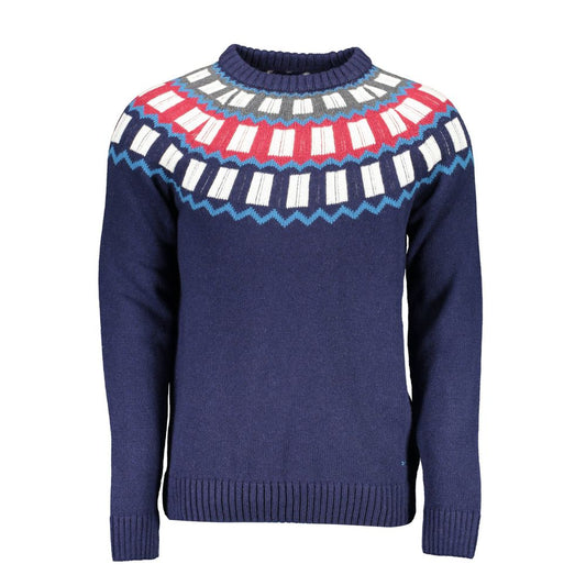 Sweater by Gant for men in wool blue showcases a downtown chic silhouette, artfully finished with a downtown chic crew neckline and for a sophisticated, high-end look.