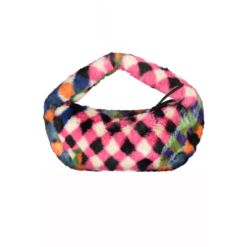 Shoulder Handbag by Desigual for women in polyester faux fur black, multicolor, patterned & plaid features a ornamental silhouette, showcasing a secure zipper, ample , and ornamental shoulder-strap, adjustable-strap & handle for a sophisticated look.