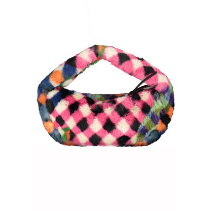 Shoulder Handbag by Desigual for women in polyester faux fur black, multicolor, patterned & plaid features a ornamental silhouette, showcasing a secure zipper, ample , and ornamental shoulder-strap, adjustable-strap & handle for a sophisticated look.