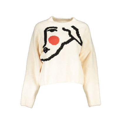 Sweater by Desigual for women in fabric white features an tactile silhouette, showcasing a sophisticated crew neckline and tactile for a refined finish.