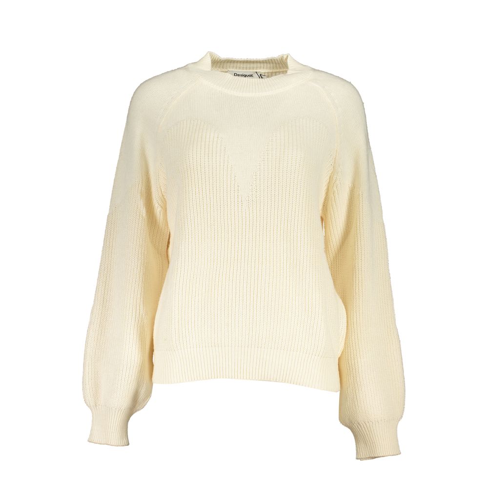 Sweater by Desigual for women in fabric white features an polished silhouette, showcasing refined and a sophisticated turtle neckline for a truly polished finish.