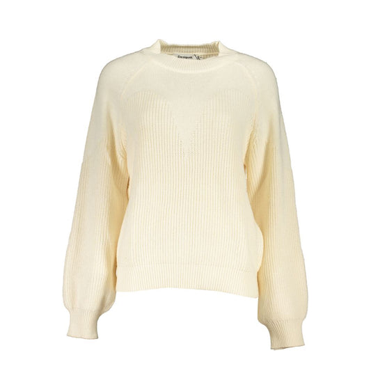 Sweater by Desigual for women in fabric white features an polished silhouette, showcasing refined and a sophisticated turtle neckline for a truly polished finish.
