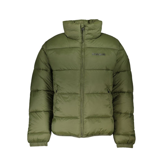 Overcoat by Napapijri for men in polyamide green features a cosy chic silhouette, artfully detailed with a sophisticated and premium pockets for a cosy chic finish.