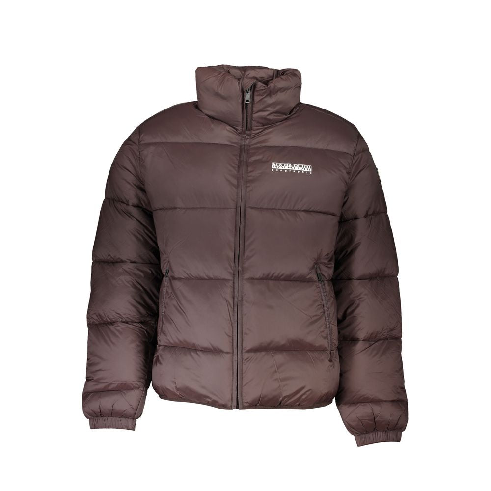 Windbreaker Jacket by Napapijri for men in polyamide brown features an enduring silhouette, showcasing technical pockets & windproof and a sophisticated for a truly enduring aesthetic.