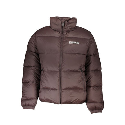Windbreaker Jacket by Napapijri for men in polyamide brown features an enduring silhouette, showcasing technical pockets & windproof and a sophisticated for a truly enduring aesthetic.