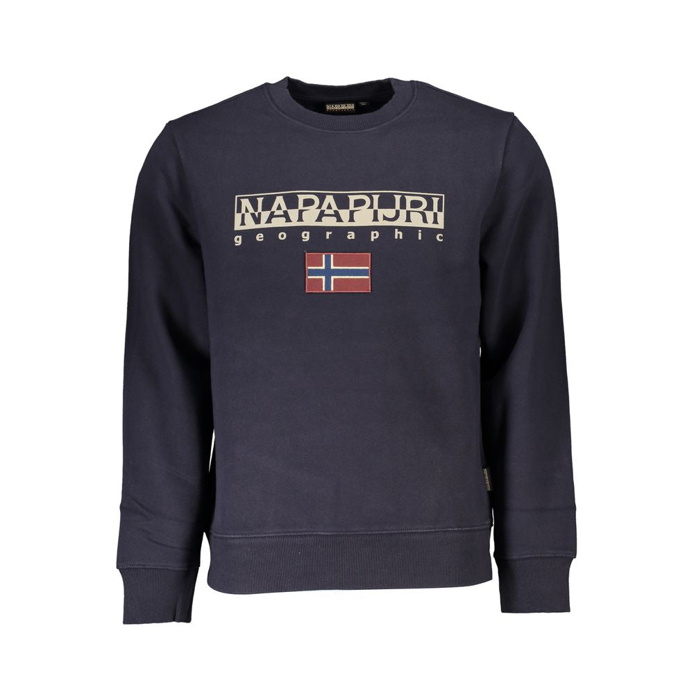 Sweater by Napapijri for men in cotton blue features an polished silhouette, showcasing refined long-sleeve and a sophisticated crew neckline for a truly polished finish.