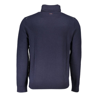 Sweater by Napapijri for men in fabric blue features an tactile silhouette, showcasing a sophisticated turtle neckline and tactile for a refined finish.