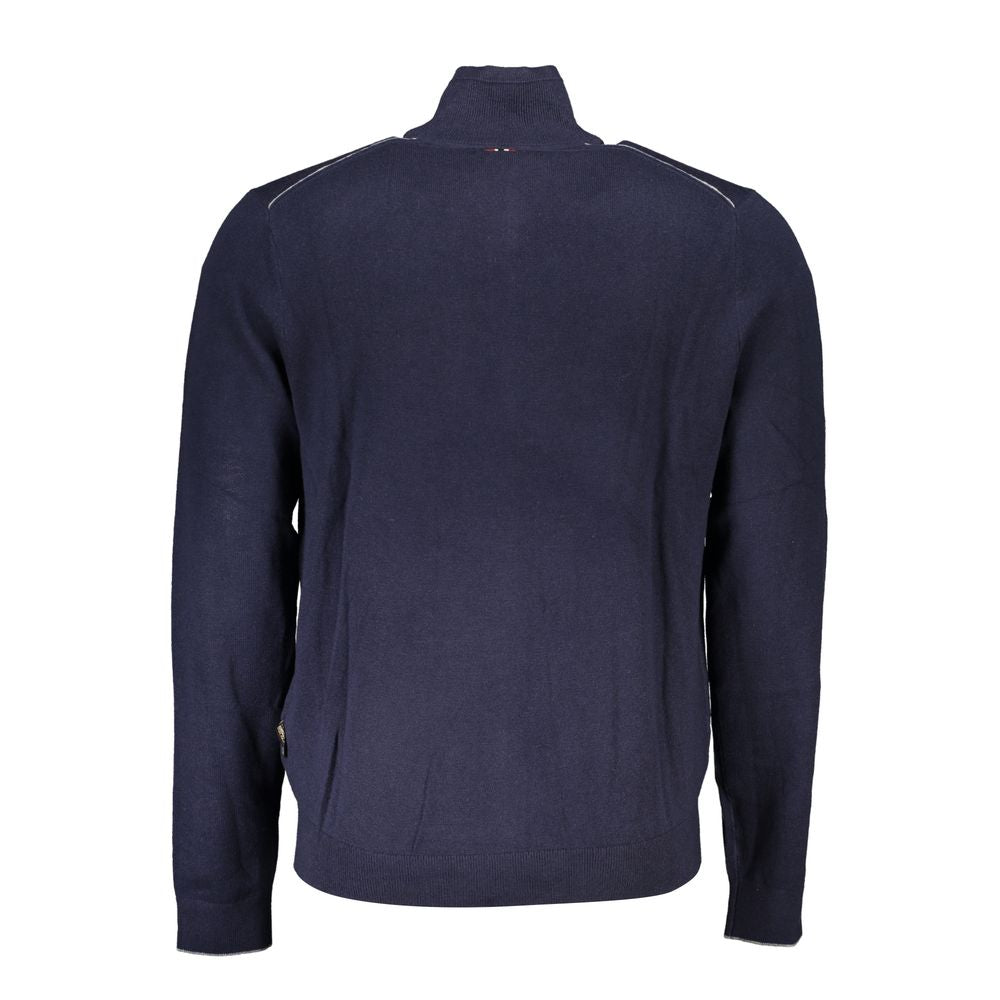 Sweater by Napapijri for men in fabric blue features an tactile silhouette, showcasing a sophisticated high-neck neckline and tactile for a refined finish.