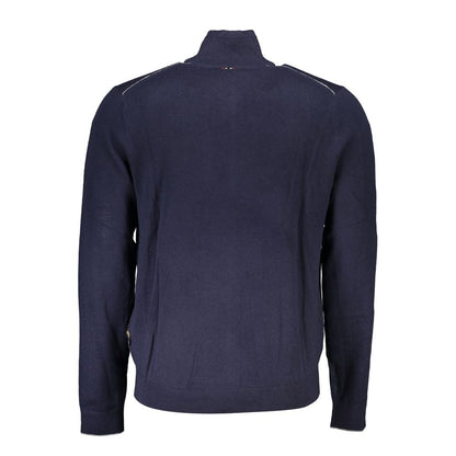 Sweater by Napapijri for men in fabric blue features an tactile silhouette, showcasing a sophisticated high-neck neckline and tactile for a refined finish.