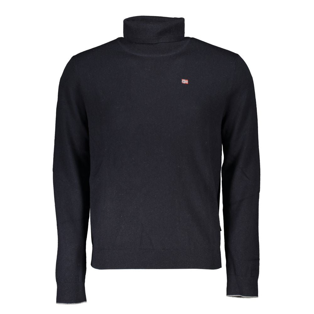 Sweater by Napapijri for men in fabric black showcases a downtown chic silhouette, artfully finished with a downtown chic high-neck neckline and for a sophisticated, high-end look.