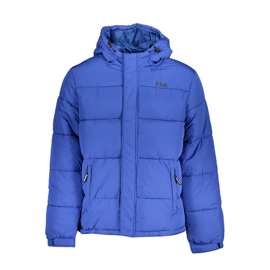 Hooded Jacket by Fila for men in polyester blue features an utilitarian silhouette with a refined hooded neckline, showcasing sophisticated pockets & hooded for an utilitarian aesthetic.