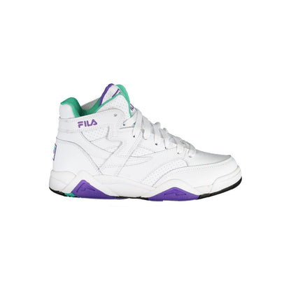 Sneakers by Fila for women in polyester white features an opulent silhouette from the Women's Fashion Polyester Sneakers collection, showcasing a signature fashion style with an opulent finish.