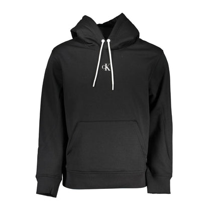 Hooded Sweatshirt Hoodie by Calvin Klein for men in polyester black & print features an dramatic silhouette, showcasing a sophisticated hooded neckline and dramatic for a refined, modern aesthetic.