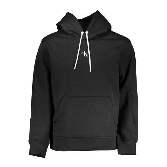 Hooded Sweatshirt Hoodie by Calvin Klein for men in polyester black & print features an dramatic silhouette, showcasing a sophisticated hooded neckline and dramatic for a refined, modern aesthetic.