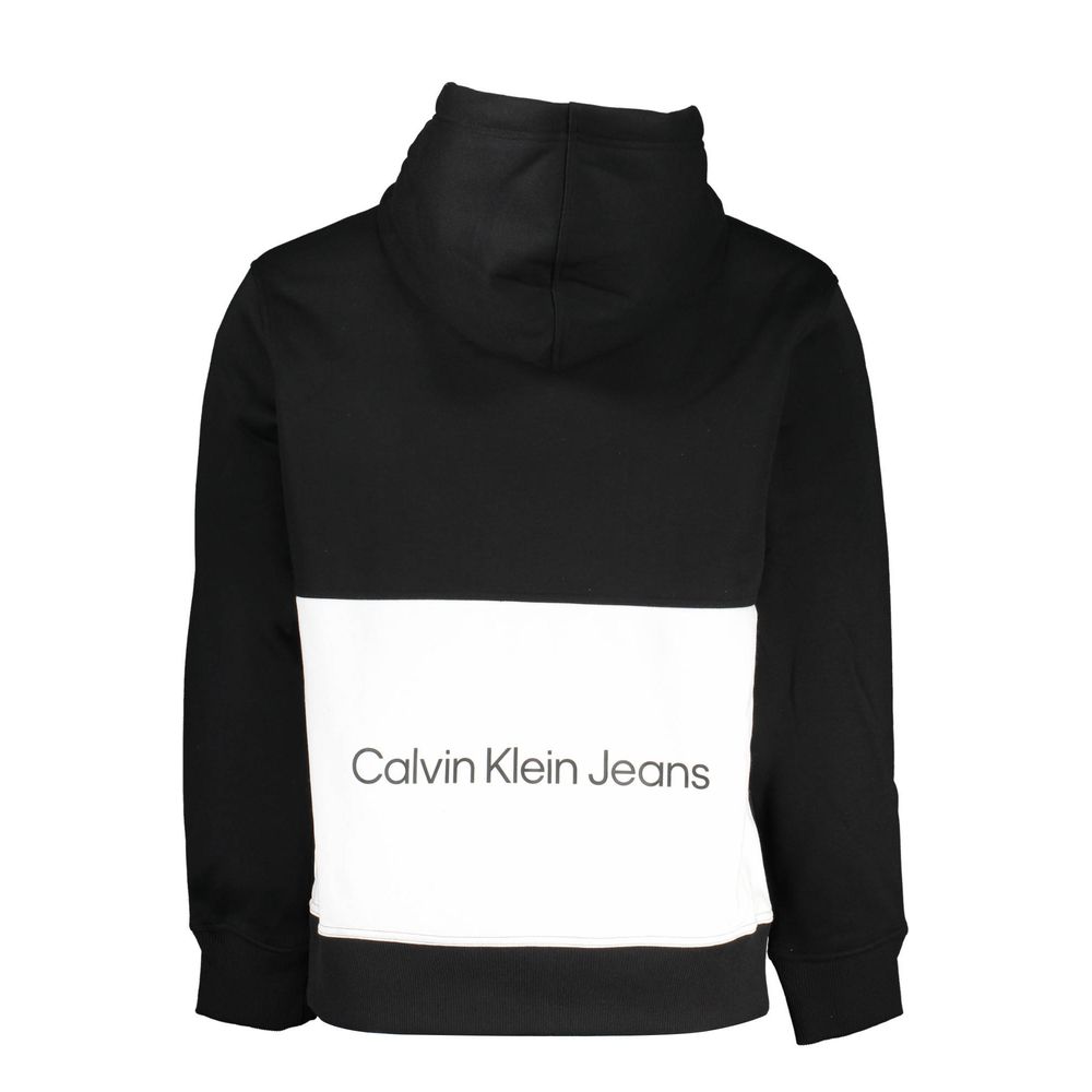 Hooded Sweatshirt Hoodie by Calvin Klein for men in polyester black & print features an avant-garde silhouette, showcasing a sophisticated hooded neckline and detail for a truly avant-garde finish.